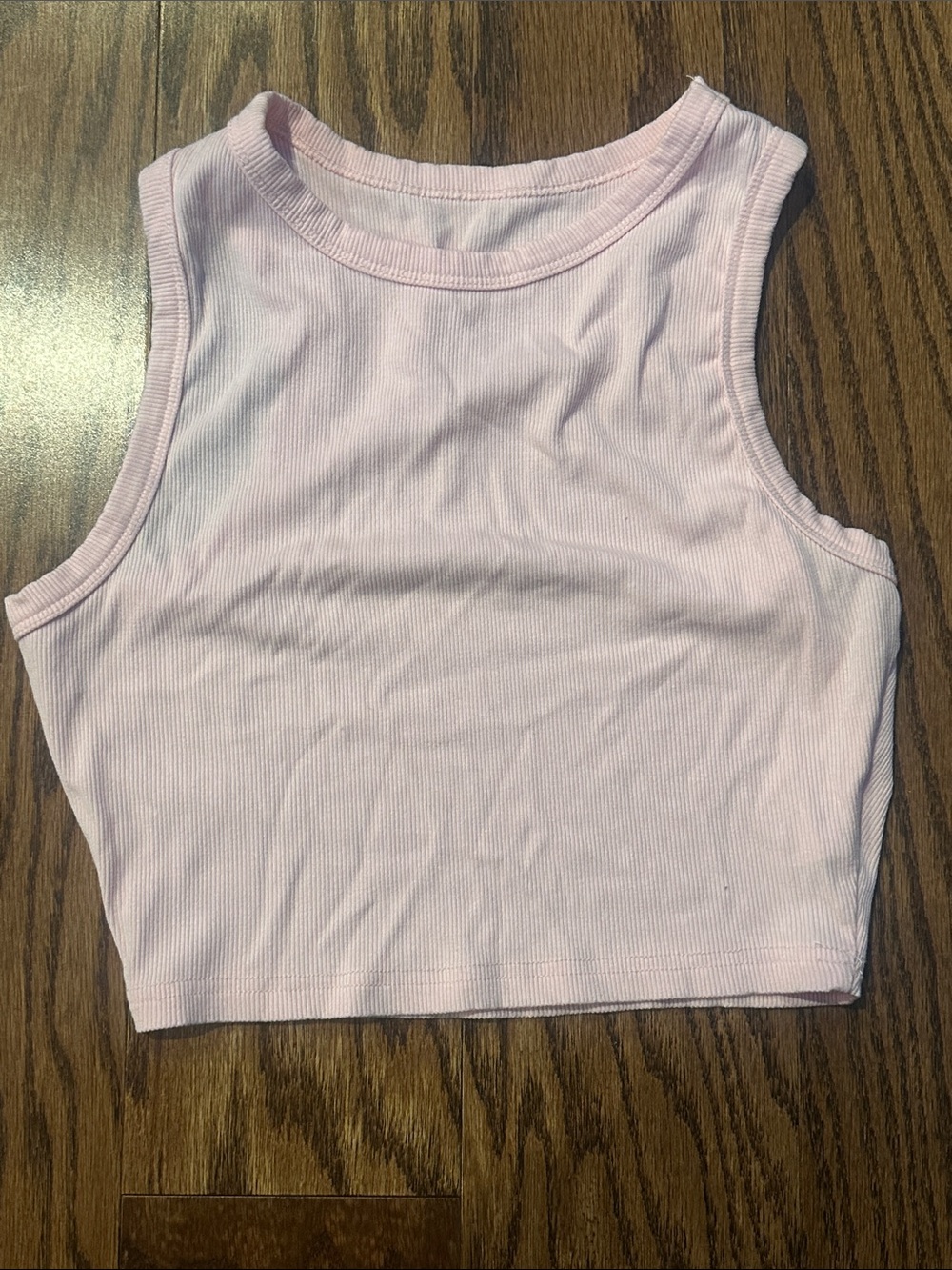 Ribbed Cropped Tank Top - Light Pink